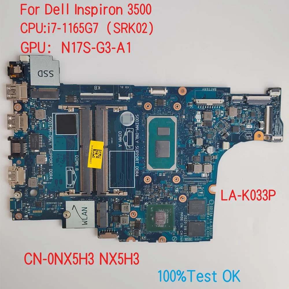 LA-K033P для Dell Latitude 3500 материнская плата для ноутбука с процессором i5 i7 CN-0NX5H3 NX5H3 MF26F 0MF26F 100% Test OK
LA-K033P для Dell Latitude 3500 материнская плата для ноутбука с процессором i5 i7 CN-0NX5H3 NX5H3 MF26F 0MF26F 100% Test OK