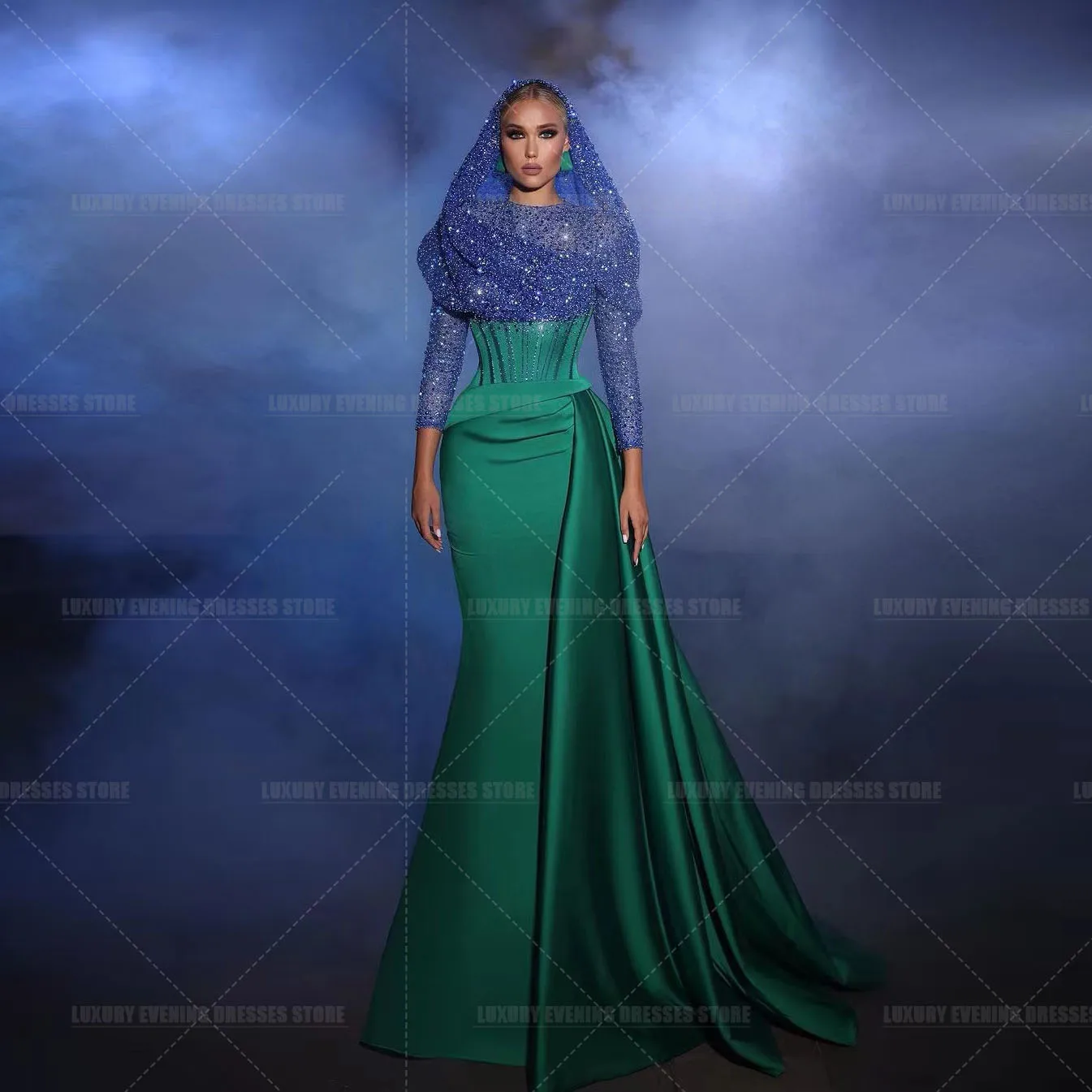 Arabic Gorgeous Sequined Evening Dresses Muslim Woman's Applique Long Sleeve Satin Elegant Beach Party Prom Gowns فساتين السهرة
Arabic Gorgeous Sequined Evening Dresses Muslim Woman's Applique Long Sleeve Satin Elegant Beach Party Prom Gowns فساتين السهرة