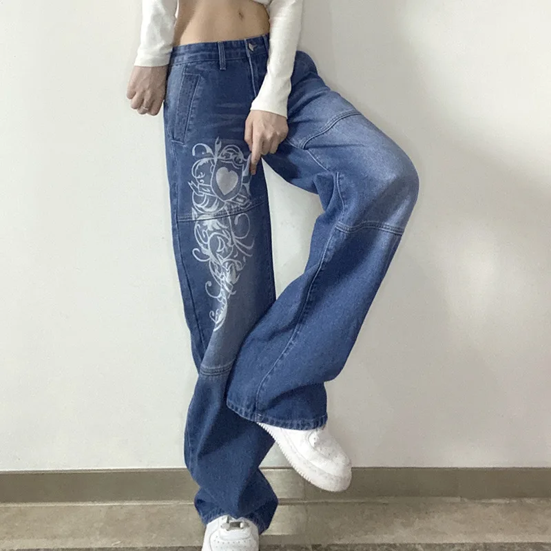New Jeans Women's Printed Women's Jeans High Waisted Wide Leg Trousers Casual Women Straight Cut Trousers Casual Blue Women
New Jeans Women's Printed Women's Jeans High Waisted Wide Leg Trousers Casual Women Straight Cut Trousers Casual Blue Women