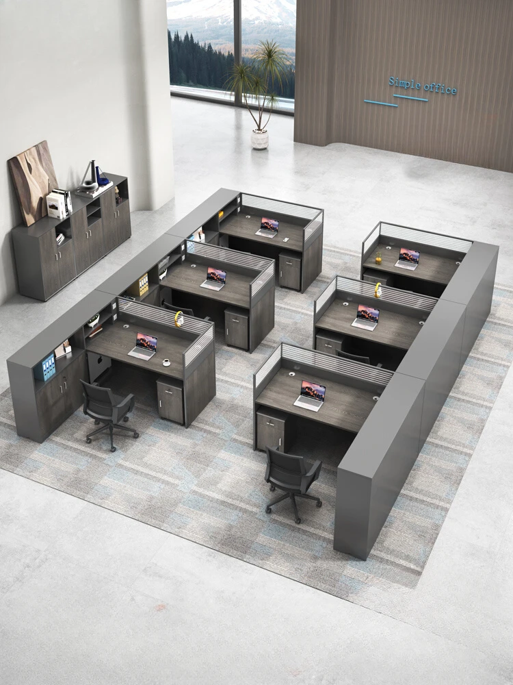

Staff desk, financial table, simple and modern, 4/6/8 person computer desk, office staff desk and chair combination