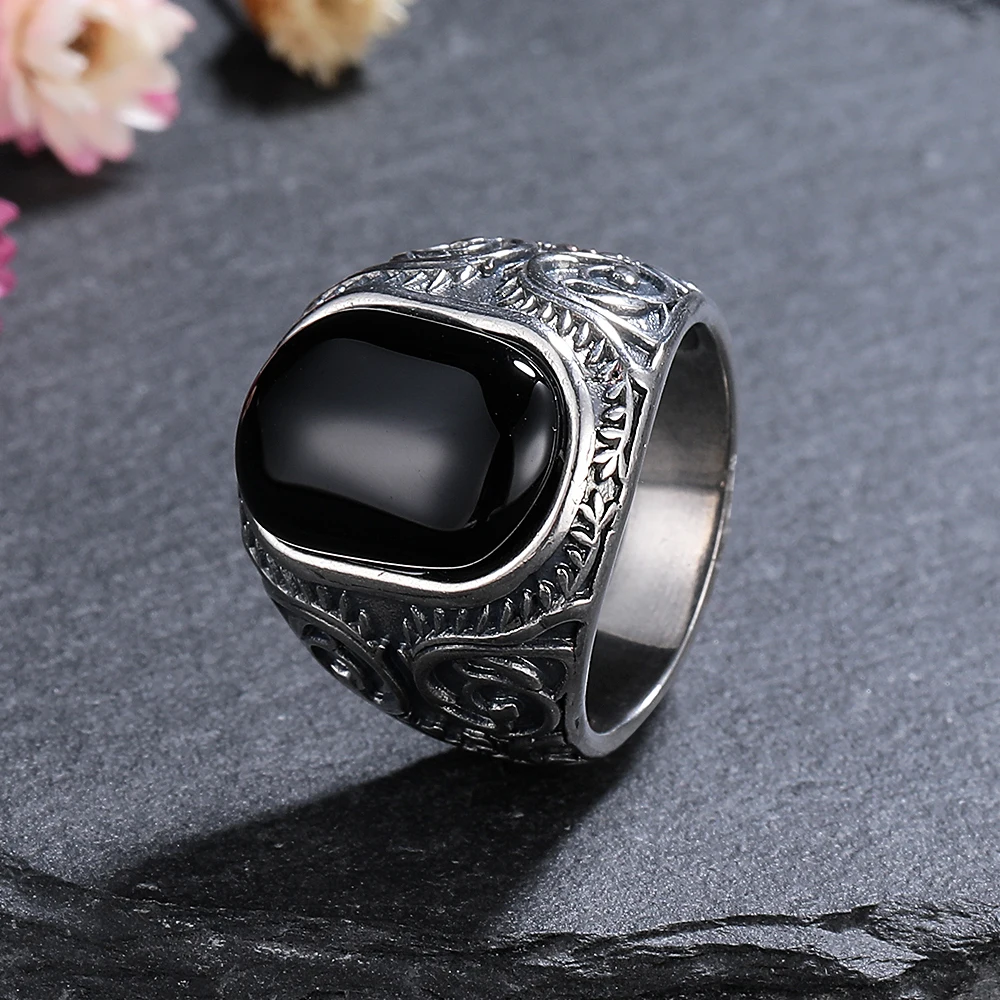925 Sterling Silver Jewelry Ring Natural 10*15mm Big Black Agate Stone Vintage Ring For Women Party Gifts
925 Sterling Silver Jewelry Ring Natural 10*15mm Big Black Agate Stone Vintage Ring For Women Party Gifts