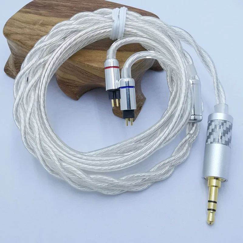 

_ 1,2 м DIY Замена 0,78 мм 2-контактный кабель 3,5/2,5/4,4 мм посеребренный Модернизированный проводной кабель для мм 2-контактного кабеля наушников