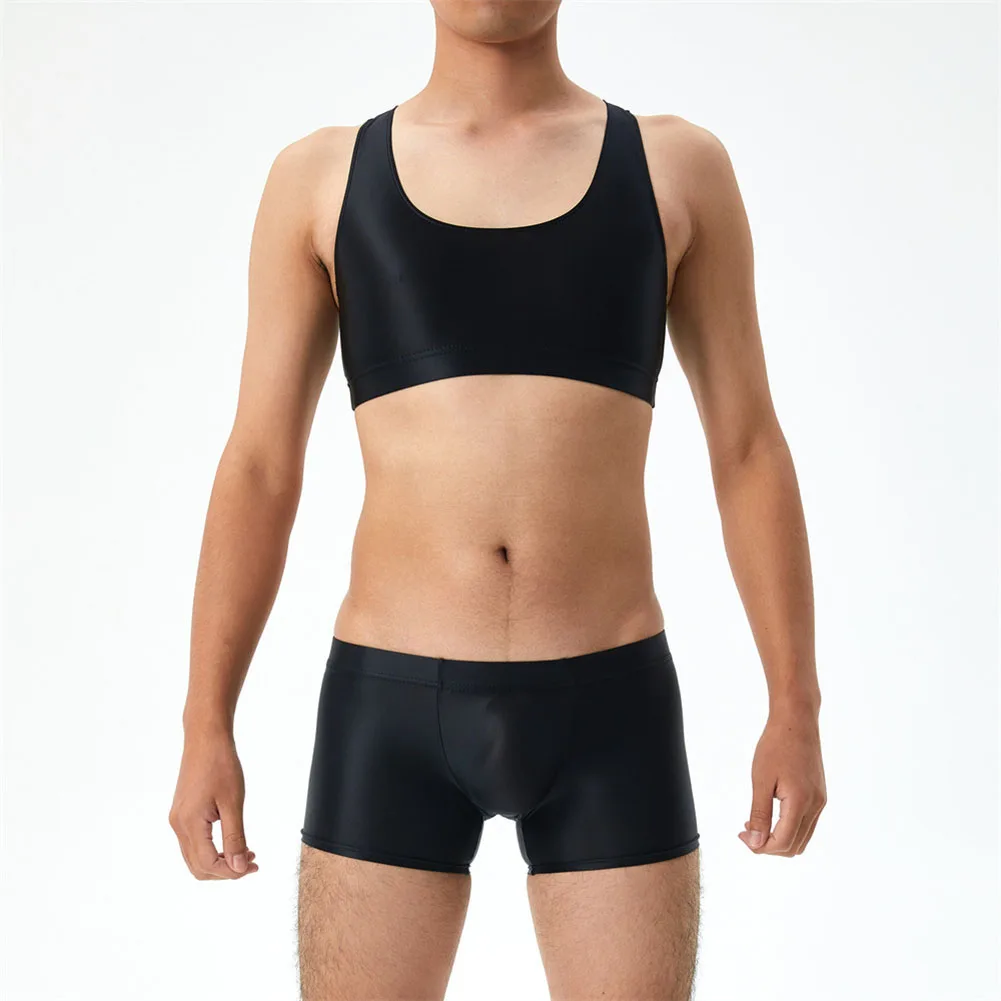 Sexy Men Underwear Set Oil Glossy Silky Vest Boxer Posing See-Through Top&Trunks Ultra-thin Transparent Lingerie Erotic Wear
Sexy Men Underwear Set Oil Glossy Silky Vest Boxer Posing See-Through Top&Trunks Ultra-thin Transparent Lingerie Erotic Wear