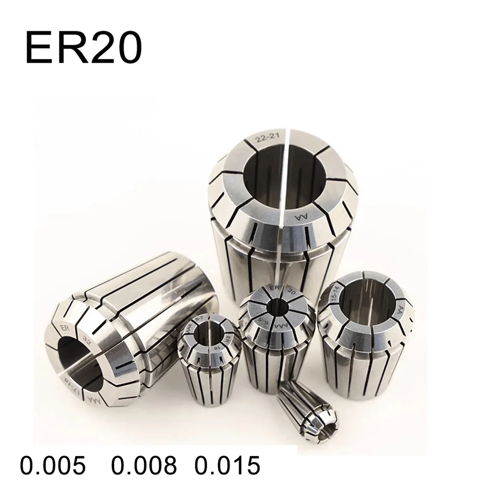 Spring Steel Collet High Precision ER20 Accuracy 0.015/0.008/0.005 Holders Chuck CNC Center Engraving Machine Milling Lathe Tool
Spring Steel Collet High Precision ER20 Accuracy 0.015/0.008/0.005 Holders Chuck CNC Center Engraving Machine Milling Lathe Tool