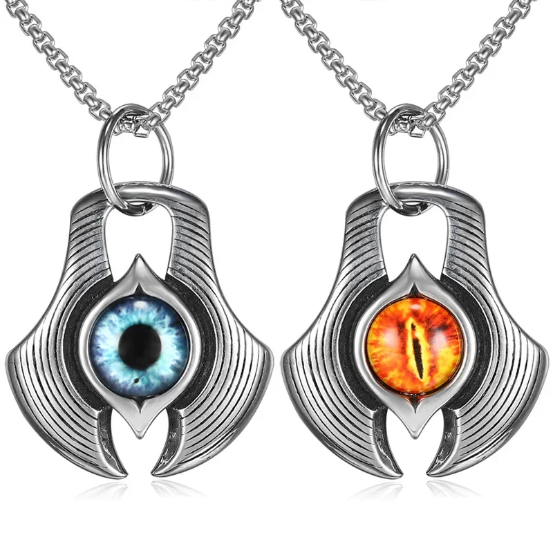 

CHUANGCHENG tainle teel Domineering Demon Eye Evil Hand Pendant Men' Necklace Chains