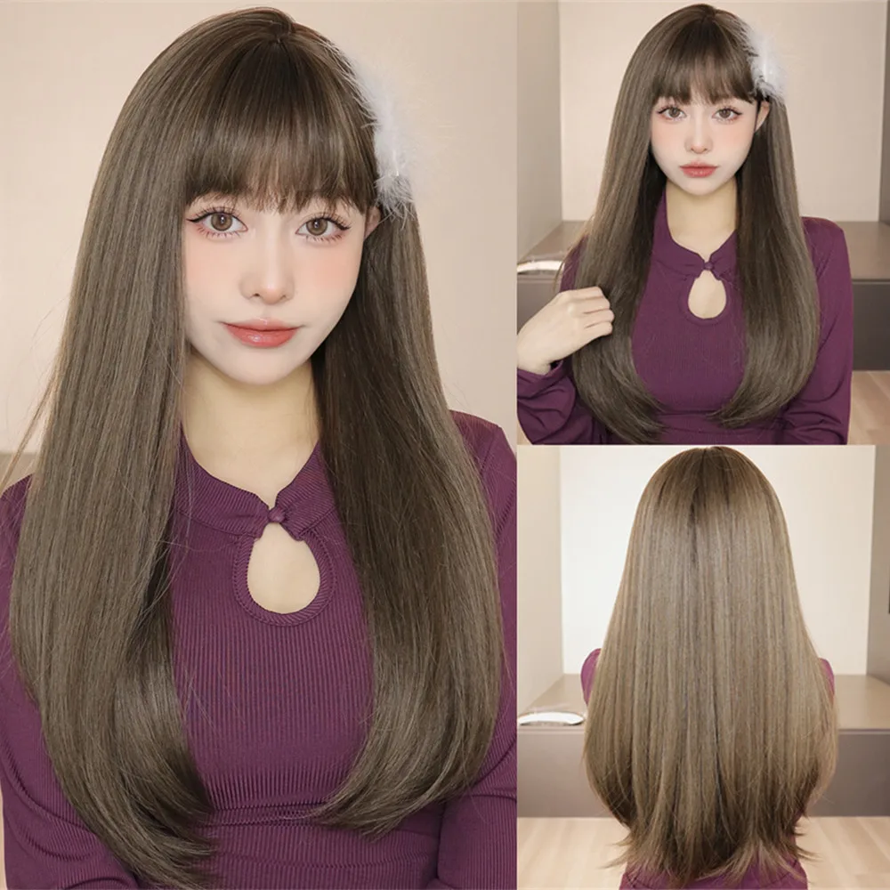 Long Dark Brown Straight Hair Wigs with Bangs Natural Looking Brown Synthetic Wig High Temperature Fake Hair for Daily Cosplay
Long Dark Brown Straight Hair Wigs with Bangs Natural Looking Brown Synthetic Wig High Temperature Fake Hair for Daily Cosplay