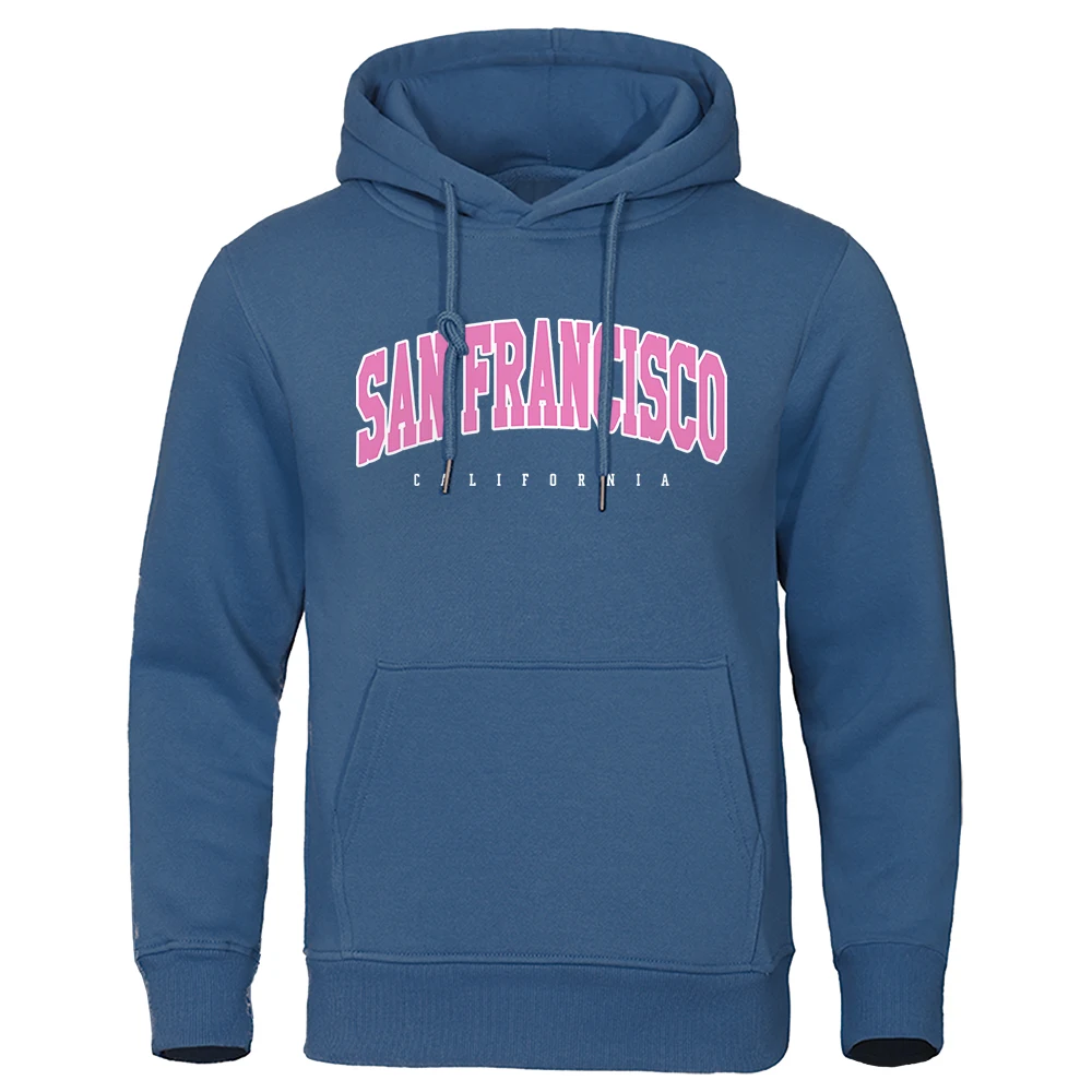 

San Francisco California Usa Pink City Letter Hoodies Men Fashion Style Hoody Loose Fleece Clothing Oversize Pullover Sweatshirt