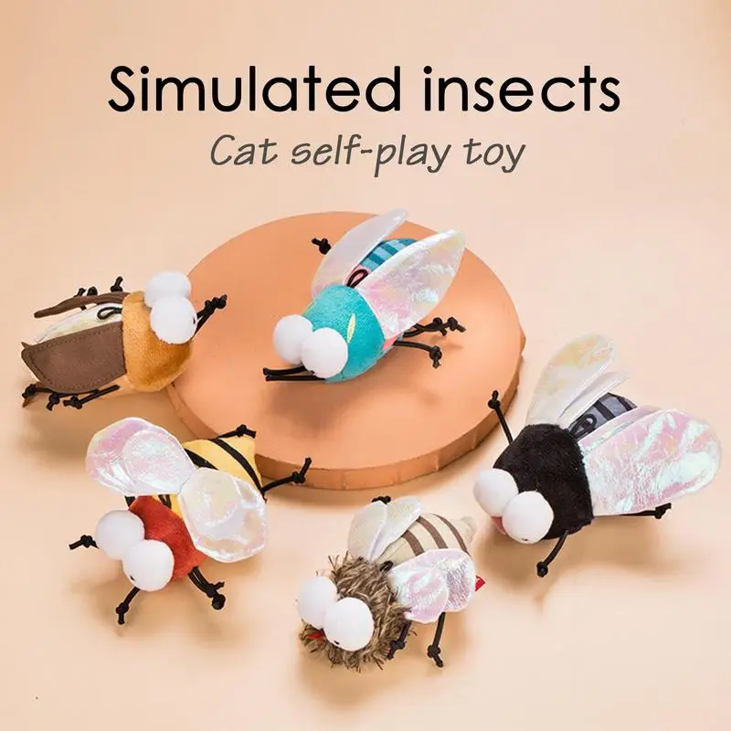 

Plush Catnip Toys Interactive Squeaky Cat Toy Crinkle Simulated Insect Bee Crickets Flies Cicadas Cat Toys Kitten Play Supplies