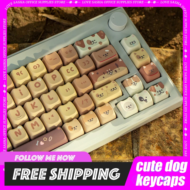 

Cute Dog Keycaps for Mechanical Keyboard 141keys MAO Profile Five Sides PBT DYE-SUB Game Key Cap DIY Custom for GMK67