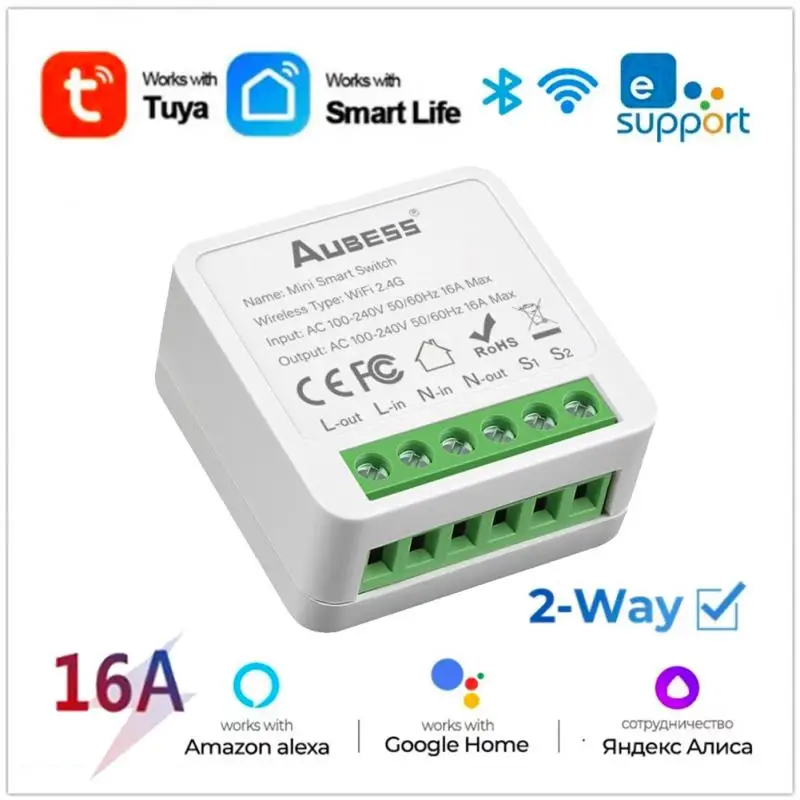 

16A Mini EWelink/tuya Wifi Smart Light Switch 2-way Control DIY Switches Module Work With Alexa Google Home Alice SmartLife