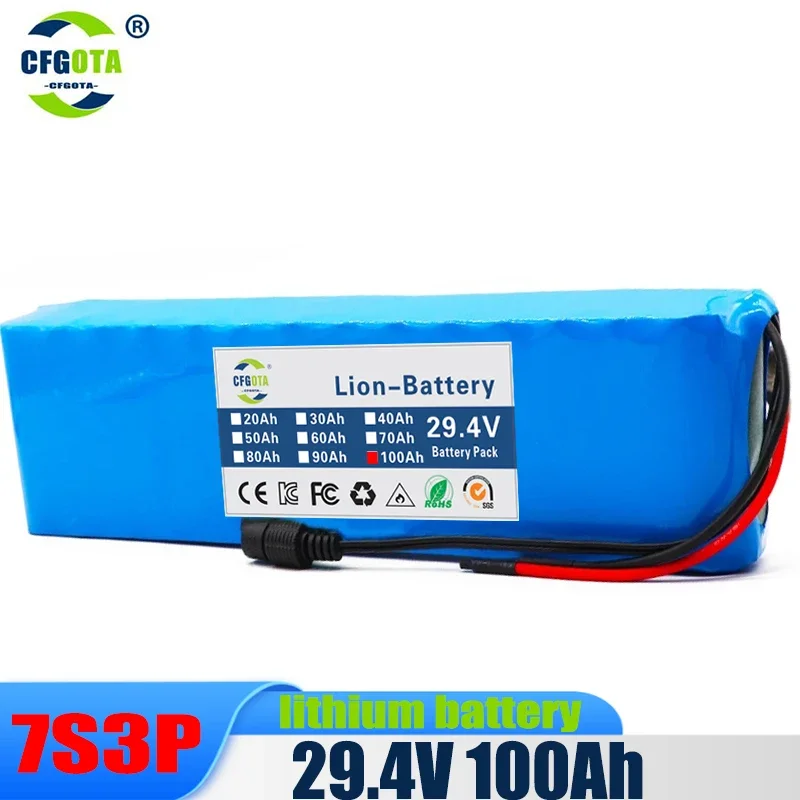 7S3P 29.4V 100Ah 18650 Li-ion Battery Pack with 2A Charger for Electric Bicycle, Electric Scooter,Outdoor Power
7S3P 29.4V 100Ah 18650 Li-ion Battery Pack with 2A Charger for Electric Bicycle, Electric Scooter,Outdoor Power