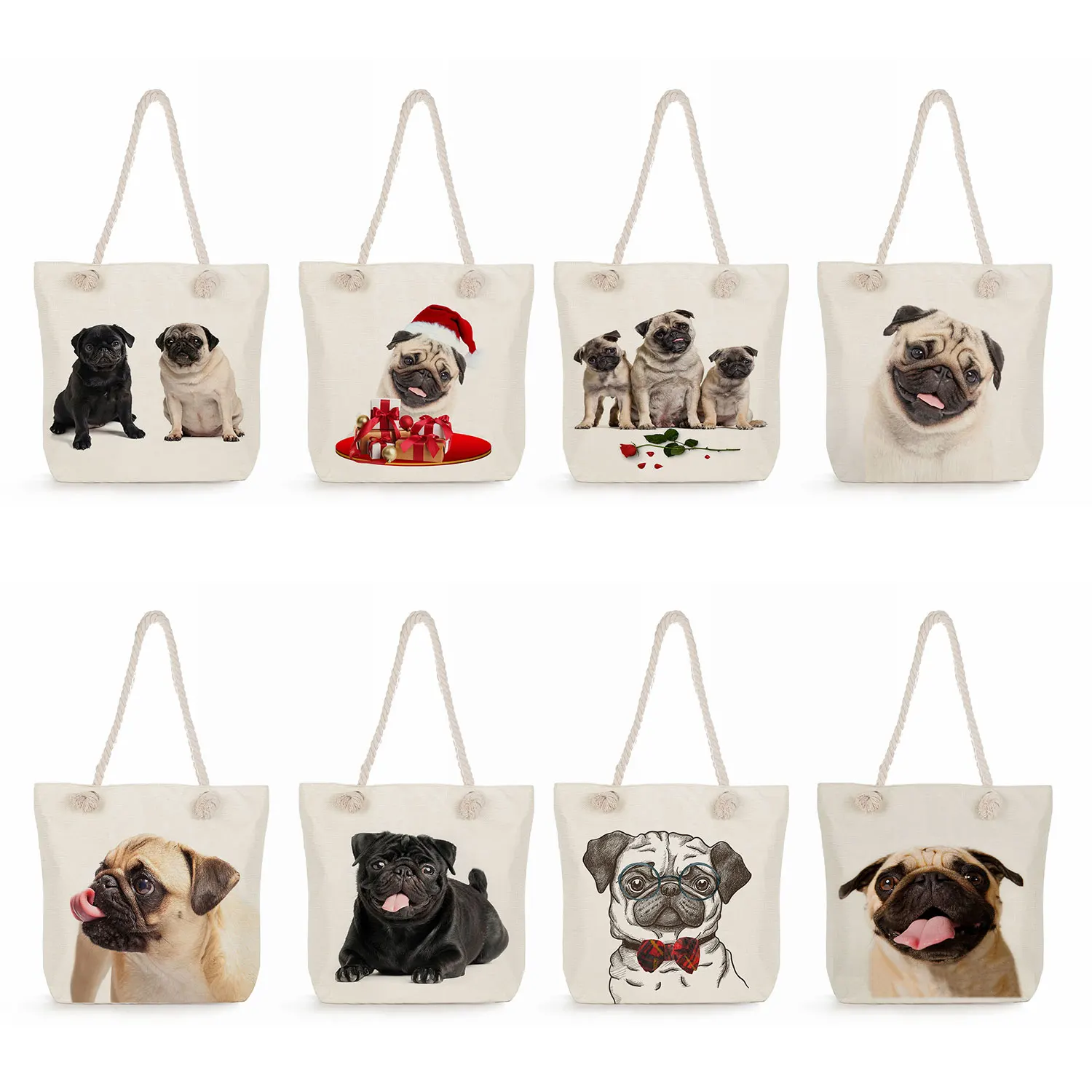 Animal Graphic Fabric Shoulder Bag Ladies Big Grocery Totes Eco Reusable Storage Handbags For Women Pug Dog Print Shopping Bag
Animal Graphic Fabric Shoulder Bag Ladies Big Grocery Totes Eco Reusable Storage Handbags For Women Pug Dog Print Shopping Bag