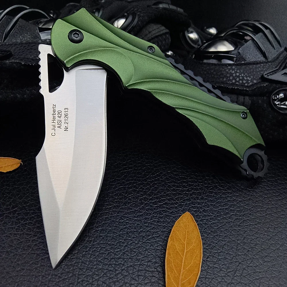 

440C CJH420 Hunting Folding Knife Utility Folder Tools Pocket Camping Tactical EDC Jackknife Aluminum Handle Self Defense Knives
