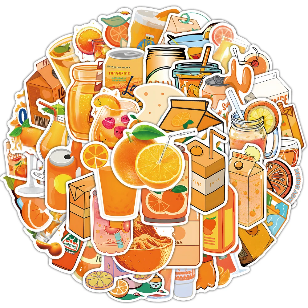 

10/30/53pcs Cartoon Orange Juice Drink Stickers Decoration Kawaii Graffiti Sticker Phone Diary Refrigerator Cute Cartoon Decals