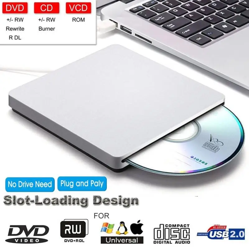 

USB 3.0 External DVD RW CD Writer Burner Drive Optical Player Compatible for Laptop Desktop Computer