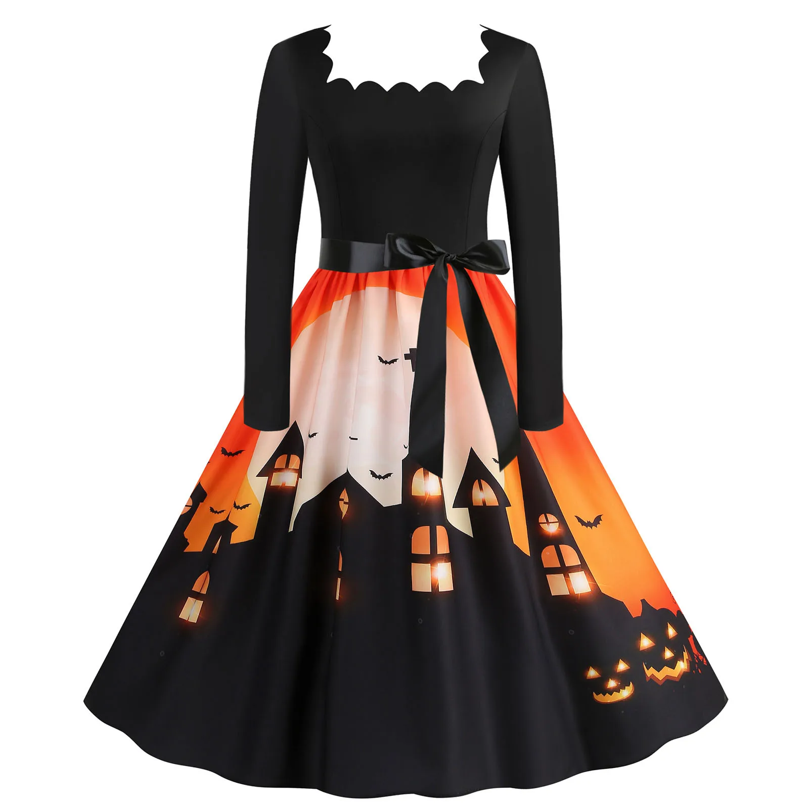 Women Vintage Long Sleeve Square Collar Halloween 1950s Housewife Evening Party Long Sleeve Tunic Dresses Bump Friendly Dress
Women Vintage Long Sleeve Square Collar Halloween 1950s Housewife Evening Party Long Sleeve Tunic Dresses Bump Friendly Dress