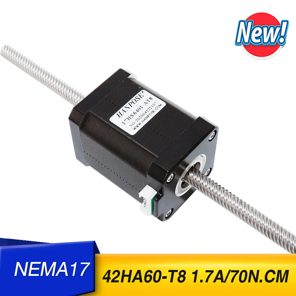 NEMA 17 Through screw stepper motor 1.7A 70N.cm 42HA60-T8*2 300MM linear stepper motor For 3D Printer Monitor Equipment
NEMA 17 Through screw stepper motor 1.7A 70N.cm 42HA60-T8*2 300MM linear stepper motor For 3D Printer Monitor Equipment