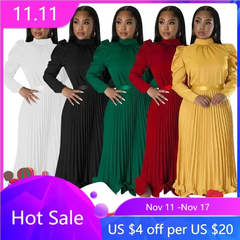 High Neck Robe Two Piece Set Fashion Plus Size Pleated Evening Party Dress Women's Set Autumn New Solid Bubble Sleeve Top Ruffle
High Neck Robe Two Piece Set Fashion Plus Size Pleated Evening Party Dress Women's Set Autumn New Solid Bubble Sleeve Top Ruffle