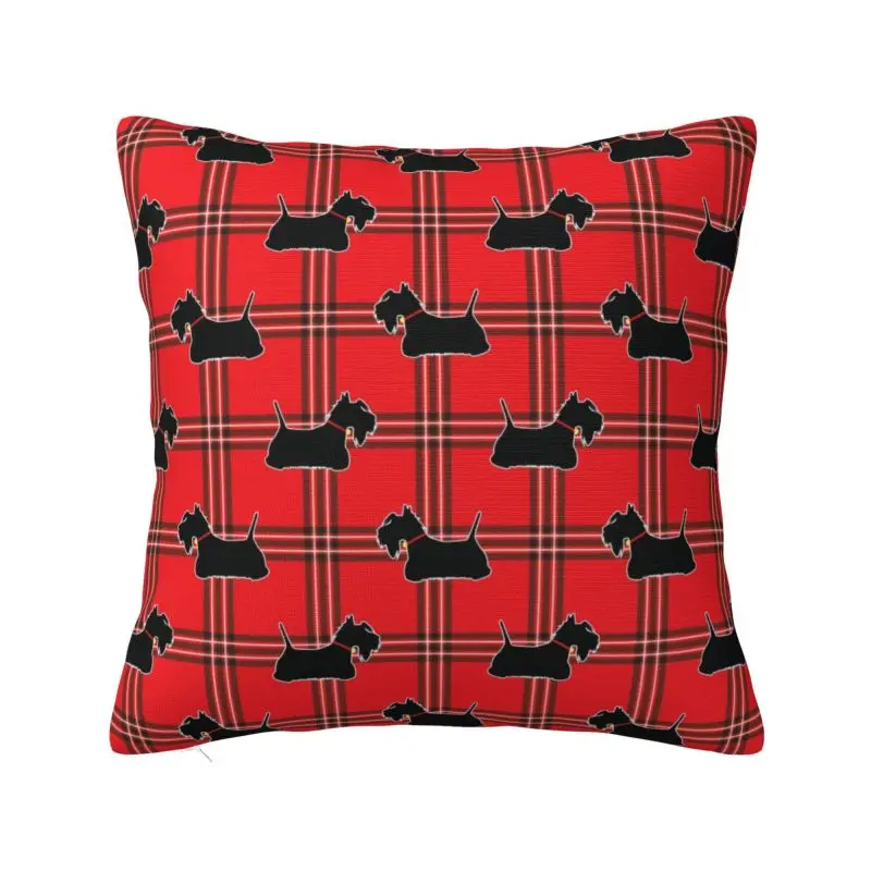 

Scottie Dogs Cushion Cover Polyester Scottish Terrier Dog Tartan Skye Throw Pillow Case Sofa Square Pillowcase Home Decorative