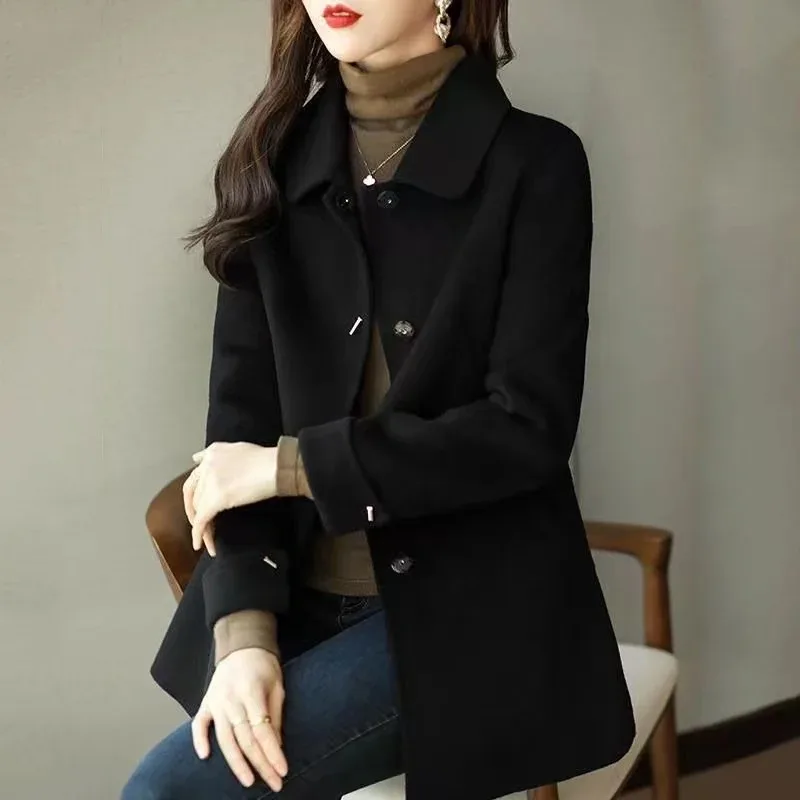 

UNXX Blazer Women Autumn/Winter Vintage Casual Short Woolen Coat Commuter Solid Color Loose Single Breasted Woolen Coats Women