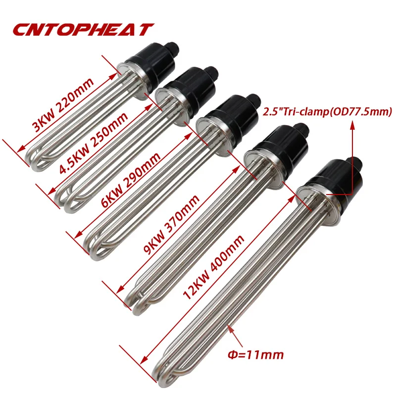 2.5"Tri-clamp(OD77.5) 220v/380V All SUS304 Water Heating Element Electric Tubular Heater 3/4.5/6/9/12KW
2.5"Tri-clamp(OD77.5) 220v/380V All SUS304 Water Heating Element Electric Tubular Heater 3/4.5/6/9/12KW