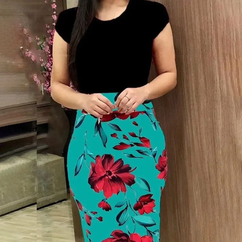 2024 Spring Summer Women's Clothing Floral Print Round Neck Short Sleeve Stitching Slim Fit Dress Temperament And Fashion
2024 Spring Summer Women's Clothing Floral Print Round Neck Short Sleeve Stitching Slim Fit Dress Temperament And Fashion