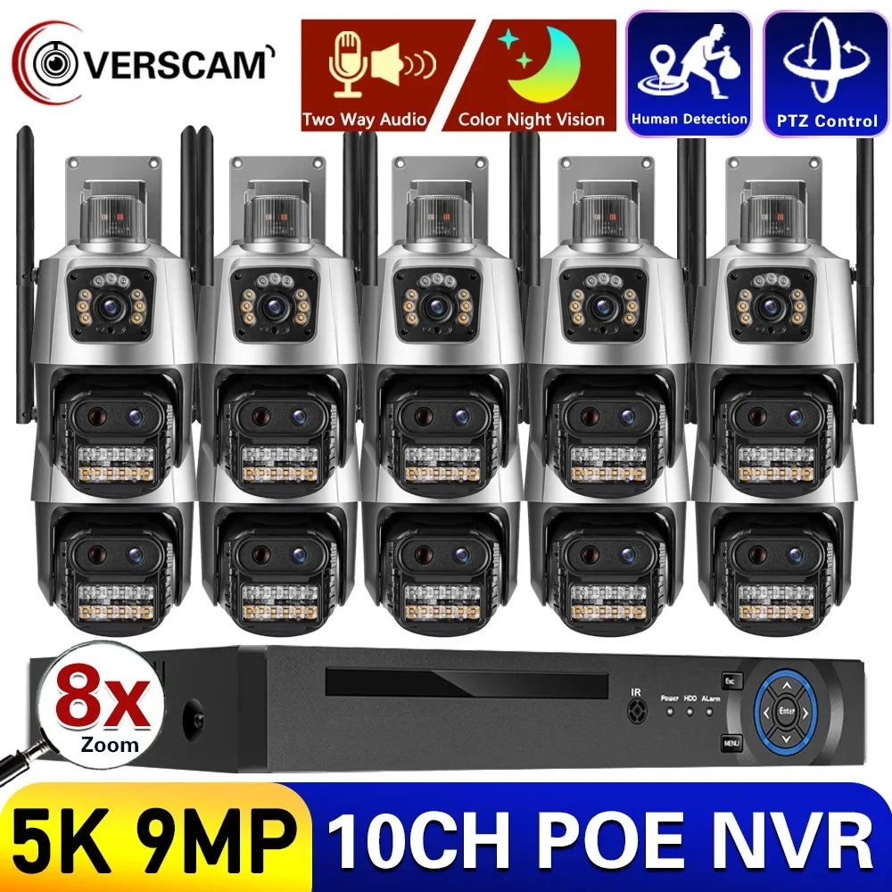 5K 9MP WiFi Camera PTZ Protection Outdoor Three Lens Dual Screen 8X Zoom Security 4K Video Surveillance 10Pcs Camera Kit iCSee
5K 9MP WiFi Camera PTZ Protection Outdoor Three Lens Dual Screen 8X Zoom Security 4K Video Surveillance 10Pcs Camera Kit iCSee