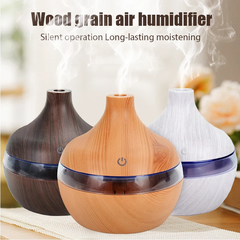 

300ml Air Humidifier Essential Aroma Oil Diffuser USB Home Ultrasonic Wood Grain humidificadores Office Portable Mini Purifier
