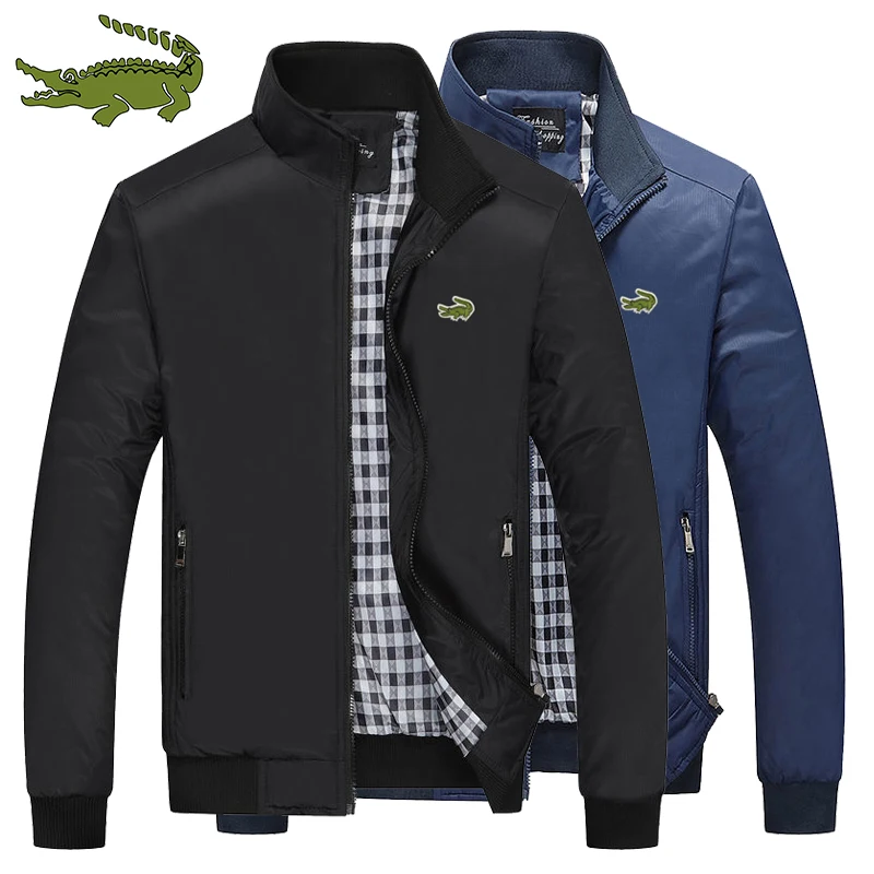 

Cartelo crocodile high quality men's comfortable business jacket sports mandarin collar zipper jacket coat windbreaker
