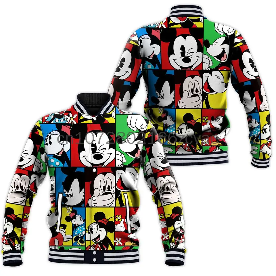 

Disney Mickey Mouse Baseball Jacket 2024 New Disney Casual Baseball Jacket Oversize Street Men's and Women's Jacket