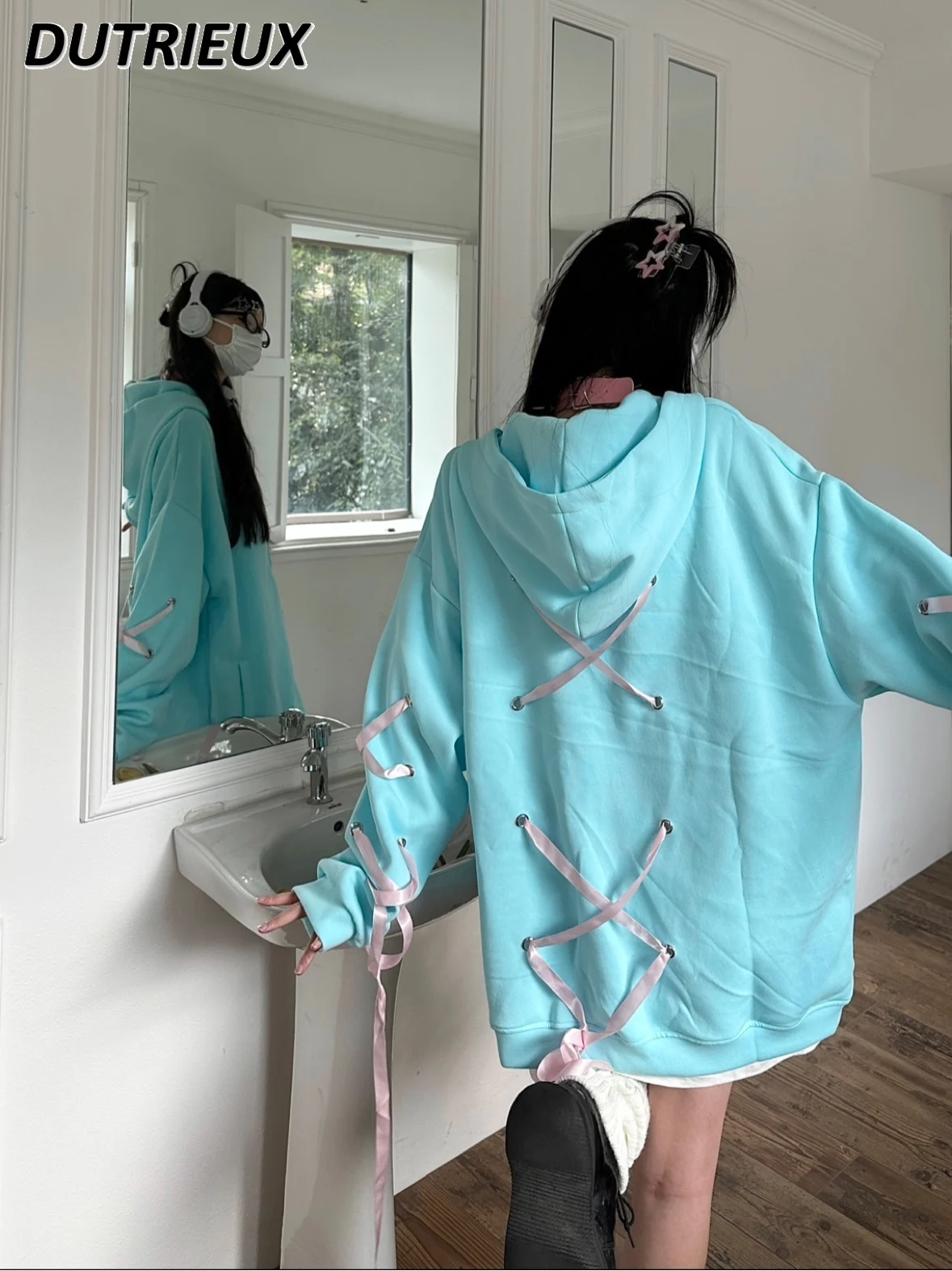 Autumn and Winter Homemade Bow Bandage Hooded Sweatshirt Women's Ballet Style Coat Loose Slimming and All-Matching Coat
Autumn and Winter Homemade Bow Bandage Hooded Sweatshirt Women's Ballet Style Coat Loose Slimming and All-Matching Coat