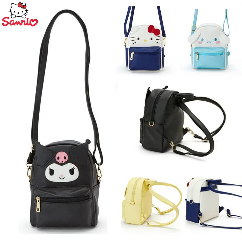 

Sanrio The New Cartoon Backpack Kuromi Handbag Multifunction Hello Kitty Diagonal Bag Kawaii Cinnamoroll Storage Bag Girl Gift