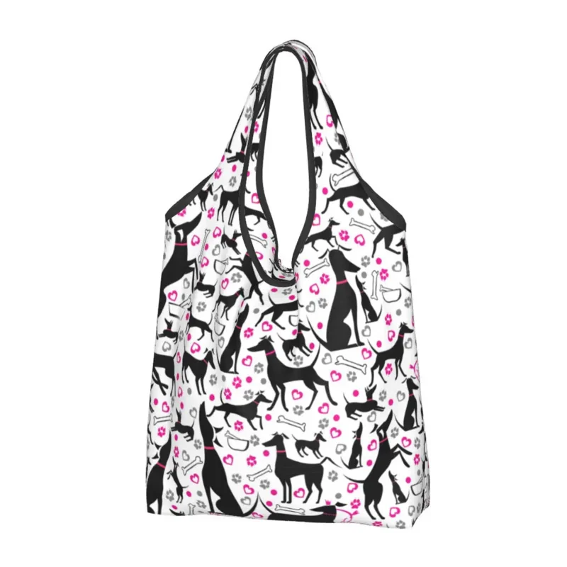 

Reusable Greyhound Shopping Women Tote Bag Portable Whippet Hound Dog Groceries Shopper Bags