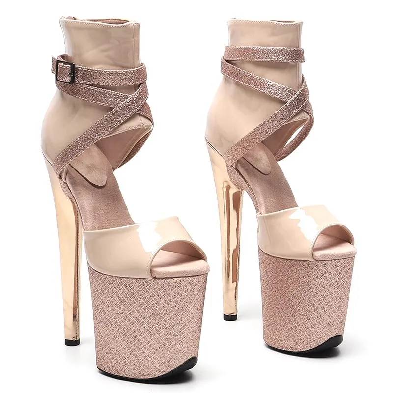 

Model Shows Wome Fashion 20CM/8inches PU Upper Platform Sexy High Heels Sandals Pole Dance Shoes 324