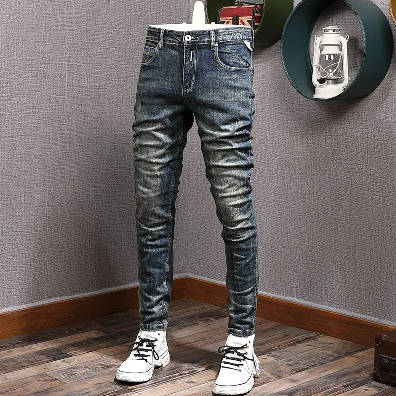 Newly Designer Fashion Men Jeans Retro Blue Elastic Slim Ripped Jeans Men Embroidery Vintage Casual Cotton Denim Pants Hombre
Newly Designer Fashion Men Jeans Retro Blue Elastic Slim Ripped Jeans Men Embroidery Vintage Casual Cotton Denim Pants Hombre