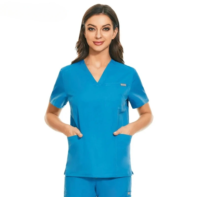 

Clinic Medical Work Clothes Nurse Uniform Women Scrub Tops Lab Beauty Salon Short Sleeve Blouse Clinical Nursing Clothes Shirts