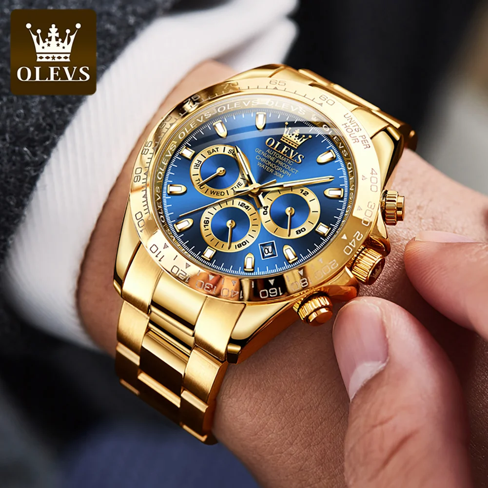 

OLEVS 6638 New Fashion Large Dial Stainless Steel Strap Automatic Mechanical Waterproof Watch For Men Luminous Hand Wristwatch