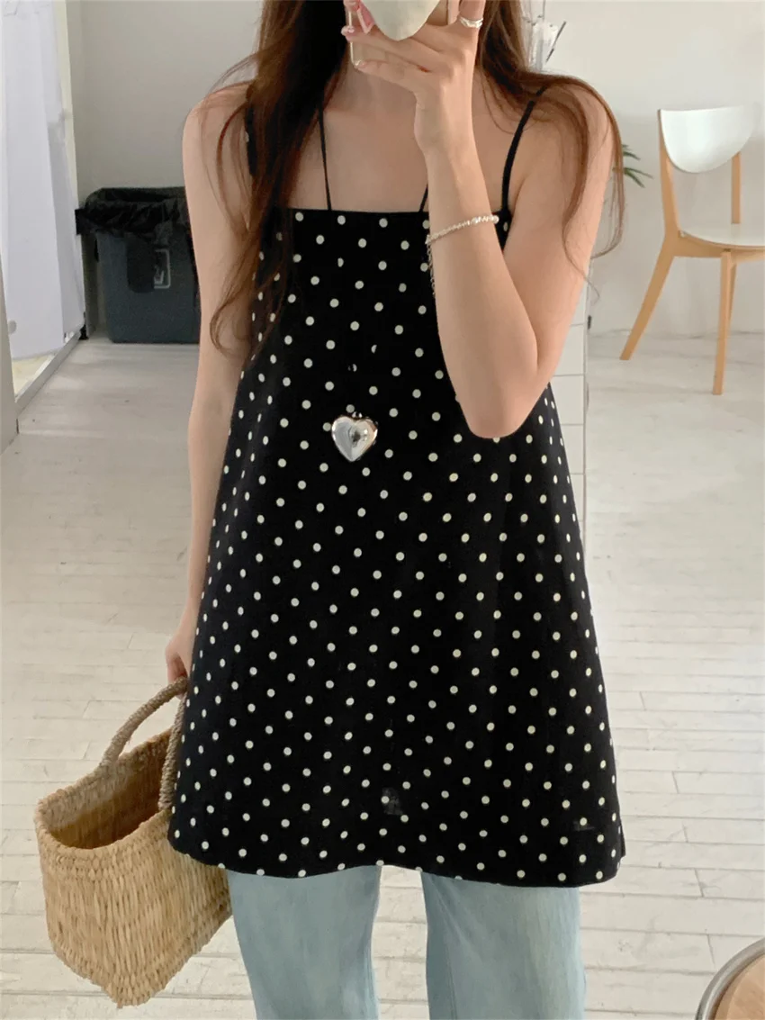 

Alien Kitty Chic Korea Vintage Blouses Dress Women New Cotton Linen Summer 2024 Polka Dots Vintage Vacation Office Lady Mujer