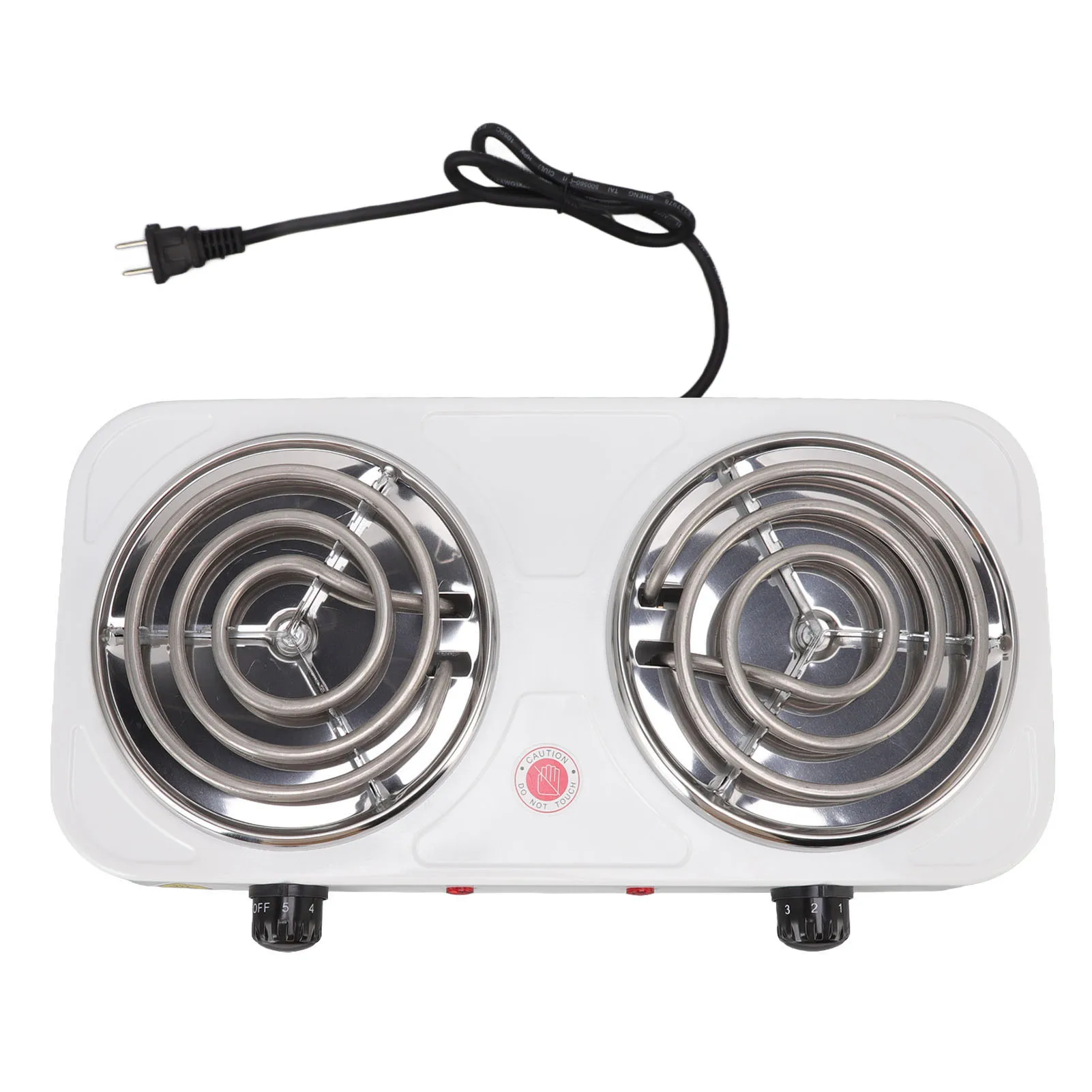 

Electric Countertop Stove 2000W 2 Burner Easy Operation Overheat Protection Portable Cooking Stove US Plug 110V for Home RV