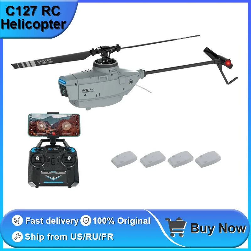 

C127 Remote Control Helicopter Wifi 6-Axis Optical Flow Localization Wide Angle Single Paddle Without Ailerons RC Drone Camera