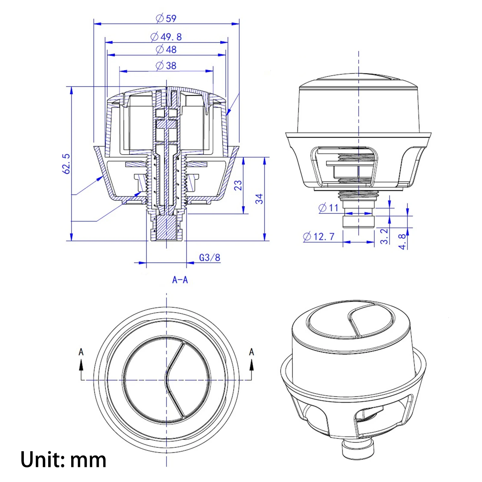Replacement Toilet Flush Button For Cable Operated Concealed Cistern WC Round Valve Push Button Bathroom Accessory
Replacement Toilet Flush Button For Cable Operated Concealed Cistern WC Round Valve Push Button Bathroom Accessory