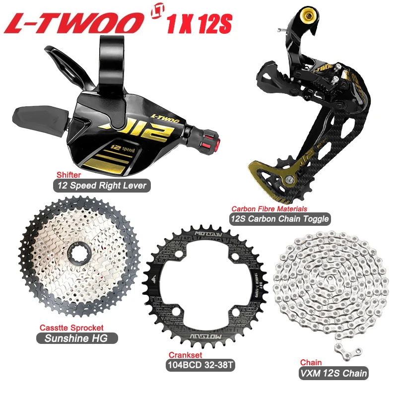 LTWOO 1X12S 12V Complete Kit Derailleurs Groupset for Mountain Bike Carbon Fibre 104BCD Crankset Sunshine Casstte VXM Chain Suit
LTWOO 1X12S 12V Complete Kit Derailleurs Groupset for Mountain Bike Carbon Fibre 104BCD Crankset Sunshine Casstte VXM Chain Suit