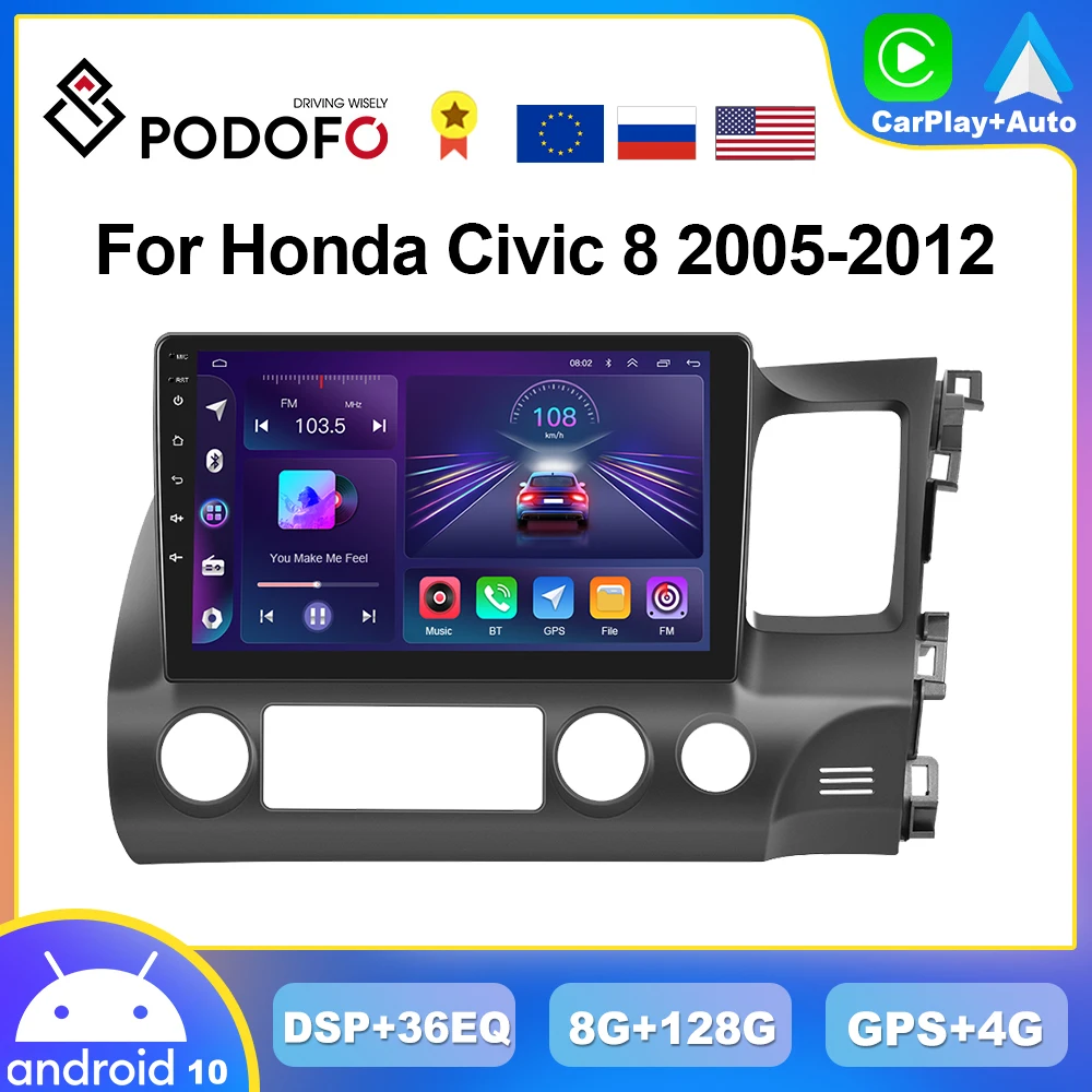 Автомагнитола Podofo 8 ГБ + 128 ГБ для Honda Civic 8 2005-2012 Android мультимедийный плеер 4G GPS стерео 2din головное устройство AI Voice DSP RDS
Автомагнитола Podofo 8 ГБ + 128 ГБ для Honda Civic 8 2005-2012 Android мультимедийный плеер 4G GPS стерео 2din головное устройство AI Voice DSP RDS