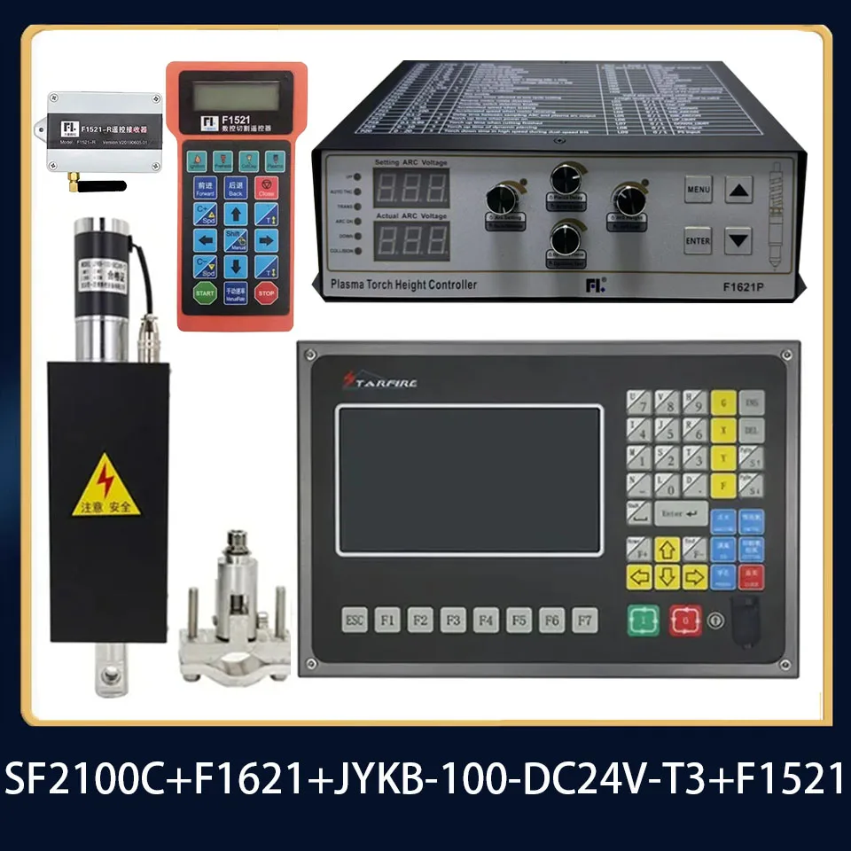 

New plasma controller SF2100C THC+elevator kit F1621P+JYKB-100-DC24V-T3+F1521 suitable for plasma cutting machines