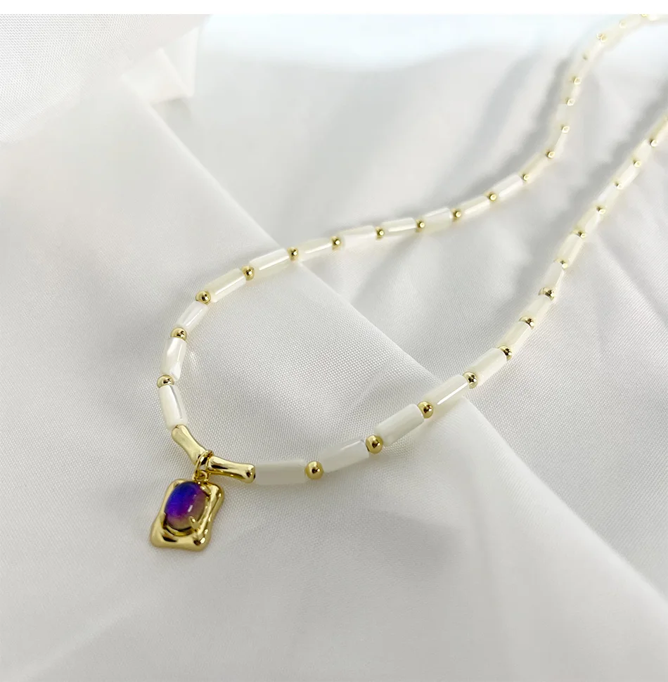 Cylindrical Shell Necklace Bracelet Earring Purple Pendant 14k Copper Plated Gold Jewelry 3 Mallzona S35083412204946b1bee265839f021a99C Cylindrical Shell Necklace Bracelet Earring Purple Pendant 14k Copper Plated Gold Jewelry Mallzona