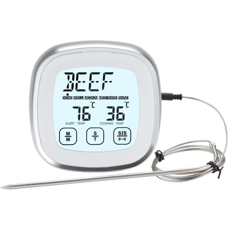 

Цифровой термометр для мяса для гриля и духовки, кухонный мгновенный прибор для приготовления пищи с металлическими проводными щупами