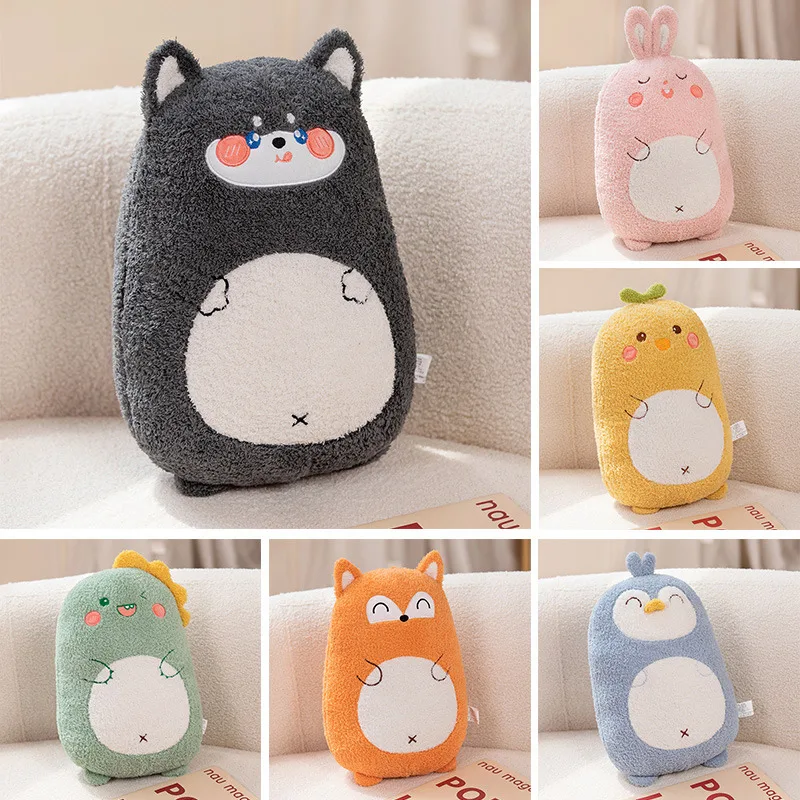 

Cute Fat Round Dinosaur Husky Chick Fox Plushie Doll Soft Stuffed Animal Bunny Penguin Plush Toys Girls Hug Pillow for Kid Gifts