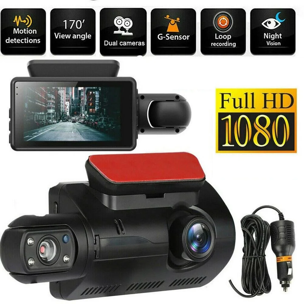 

2 Lens Car DVR HD Dashcam Dual Camera HD inside Front Rear Video Recorder DVRs Recorders Dash Cam Auto Wide Angle Night Vision
