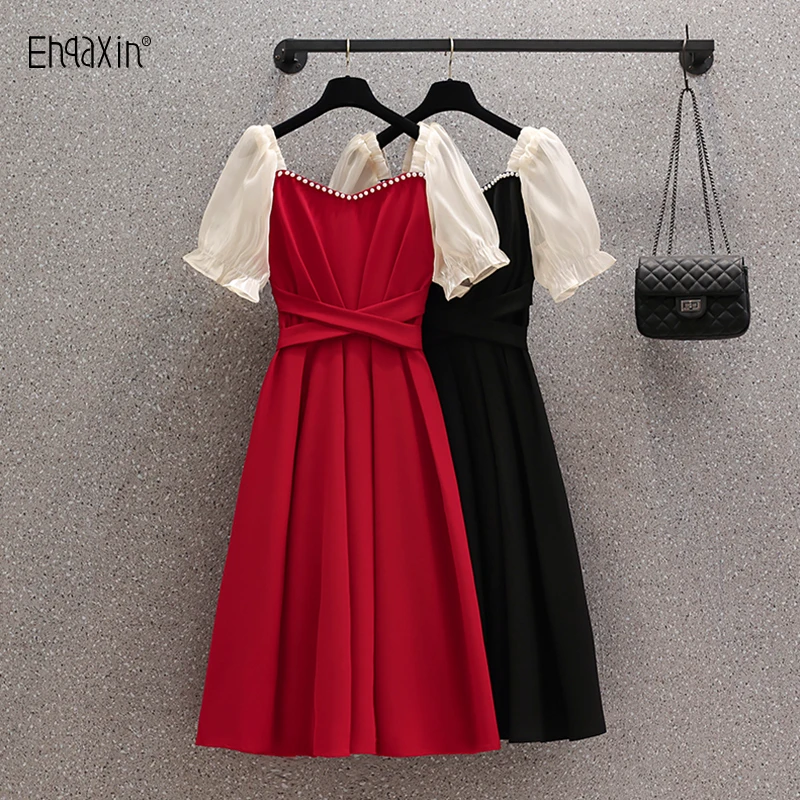 EHQAXIN Women's Dress Summer Fashion French Square Collar Beaded Short Sleeves Waist Temperament Lace-Up A-Line Dresses M-4XL
EHQAXIN Women's Dress Summer Fashion French Square Collar Beaded Short Sleeves Waist Temperament Lace-Up A-Line Dresses M-4XL