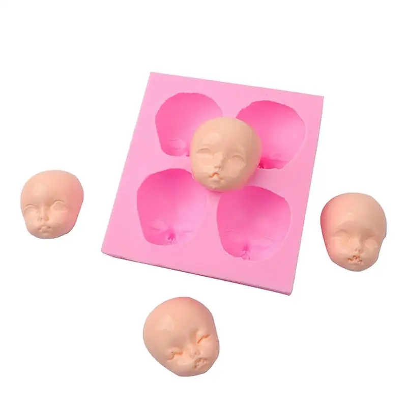 

Doll Mold Face Molds For Fondant 4 Cavity Silicone Handmade Resin Sugar Chocolate Cupcake Toppers Cake Candle DIY Dessert Decor